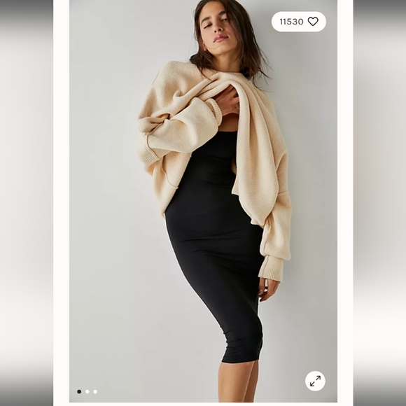 BRAND NEW Intimately Free People Black Tea Length Seamless Slip Dress Size XS/S - Picture 3 of 9